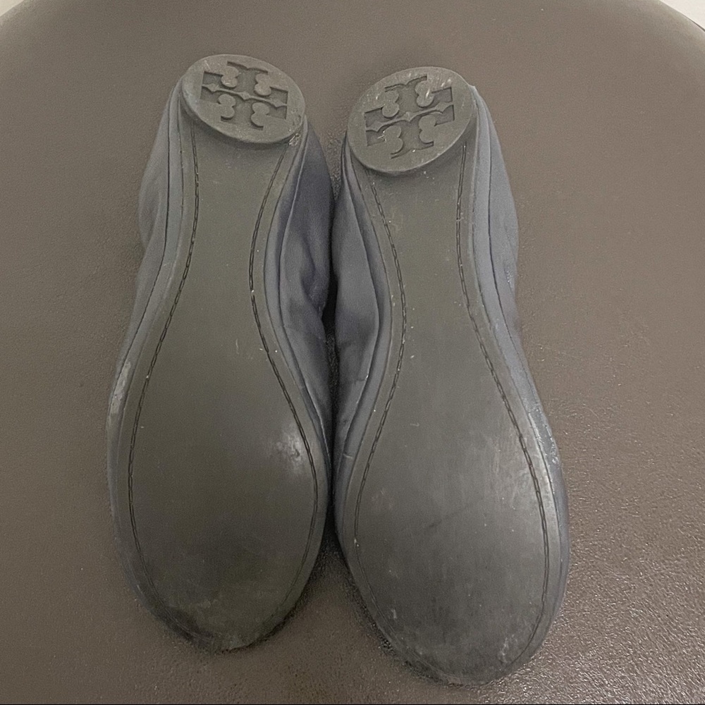 Tory Burch Eddie Navy Blue Leather Ballet Flats 6 M Folding Elastic Rim *No box* - Picture 6 of 10